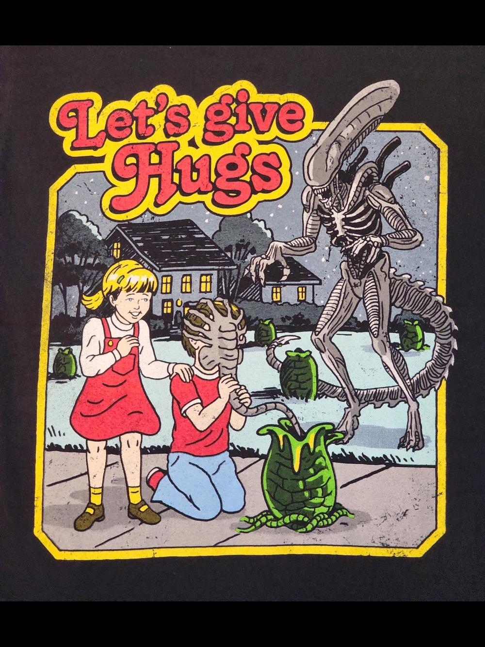 Alien "Let's Give Hugs" T-Shirt, Mens Size Small, Steven Rhodes Style, Movie